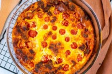 Clafoutis aux tomates cerises et chorizo